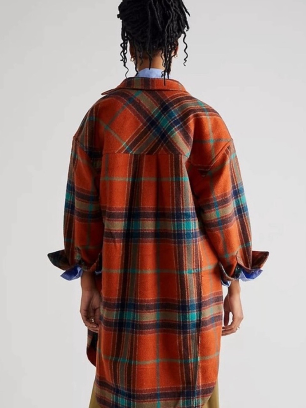Free People We The Free Cabin Cozy Maxi Shirt Long Plaid Flannel Shacket Jacket - Picture 4 of 8